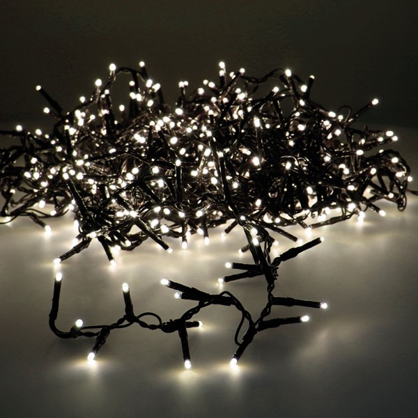 Guirnalda multifunción, uso exterior, led compact, blanco cálido, cable verde, 500 leds, 16 m