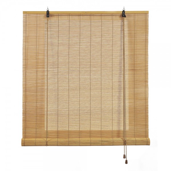 Estor enrollable bambú ocre mango 60 x 175 cm